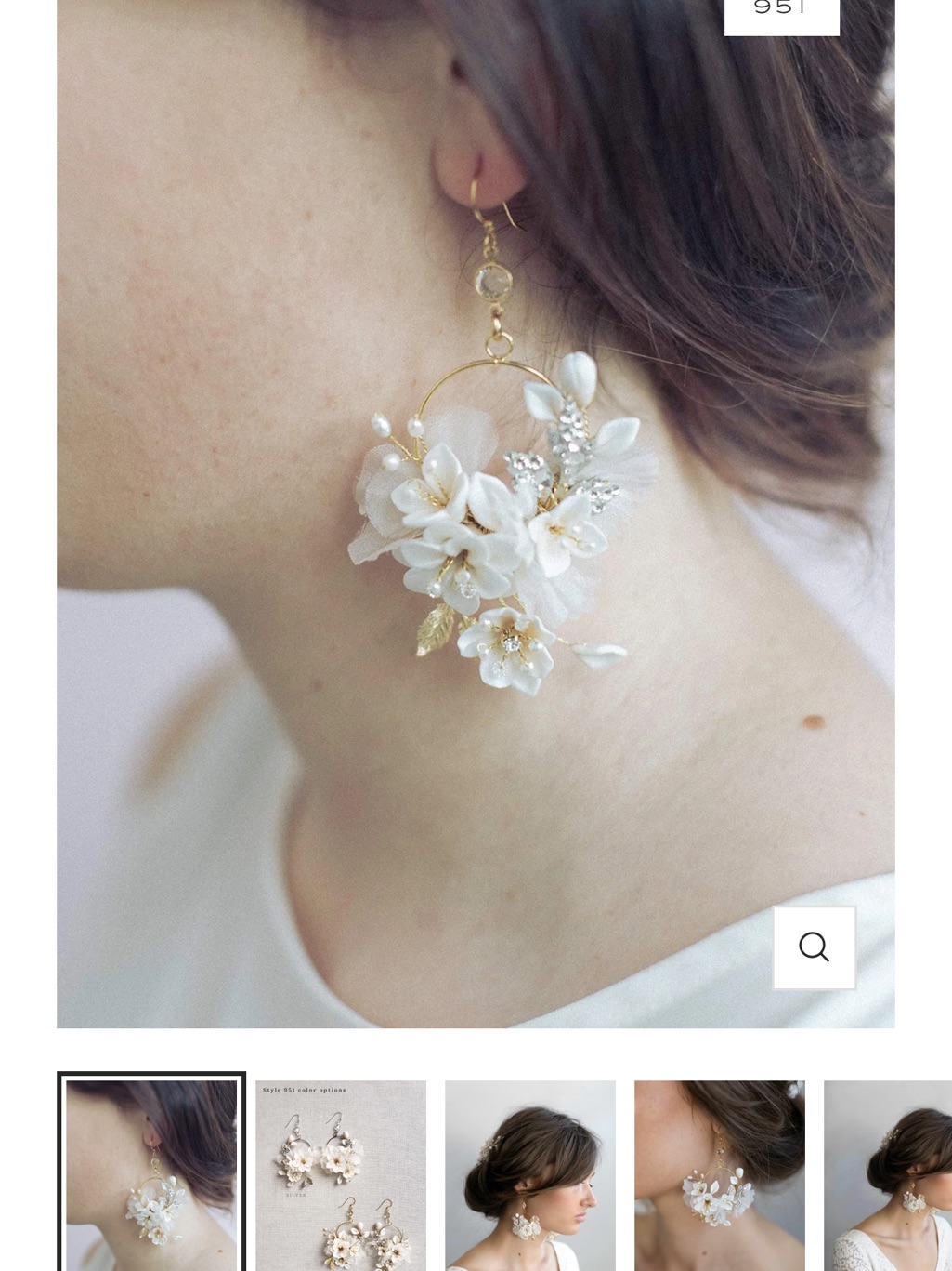 Twigs & Honey Creamy Blossom And Silk White Floral Hoop Earrings — image 3 of 3